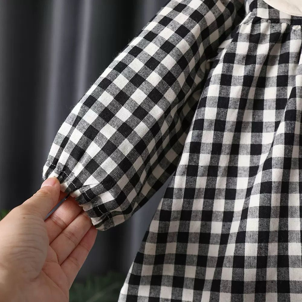 Children's Checkered Dress with Collar