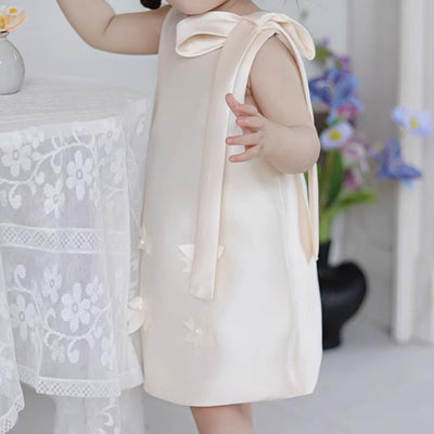 Children's Dress with Bow and Flowers