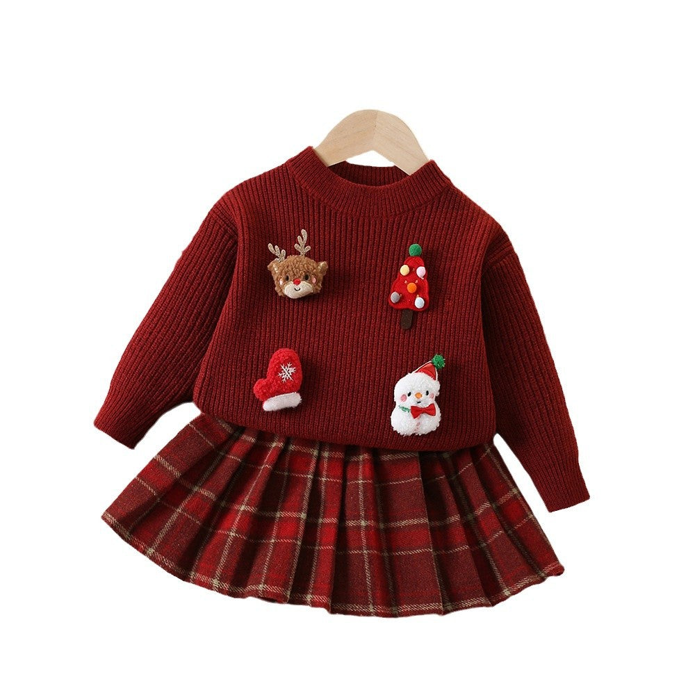 Girls’ Christmas Plaid Outfit