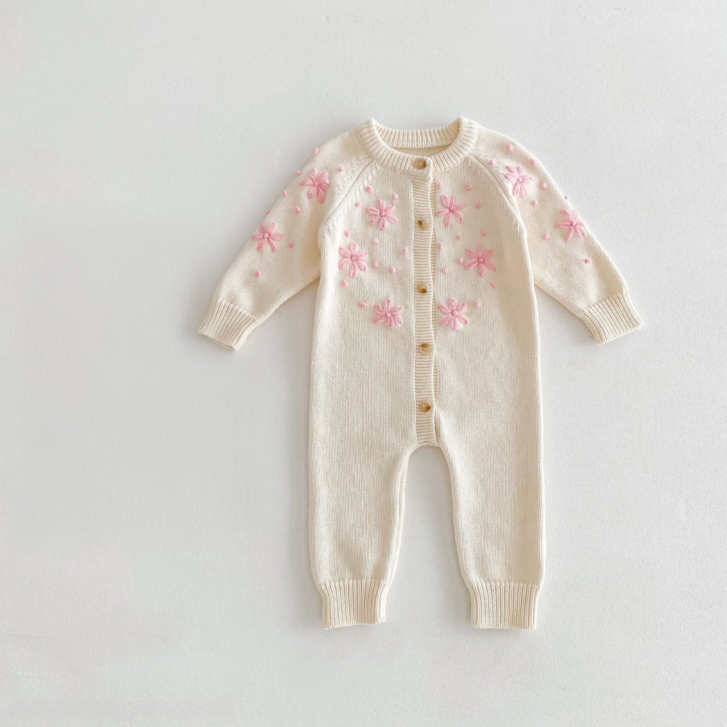 Infant Girls’ Knit Winter Romper with Flower