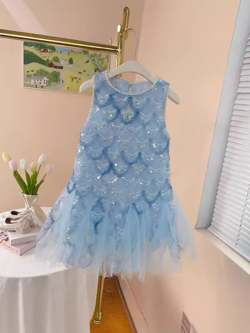 Vestido infantil de sirena brillante