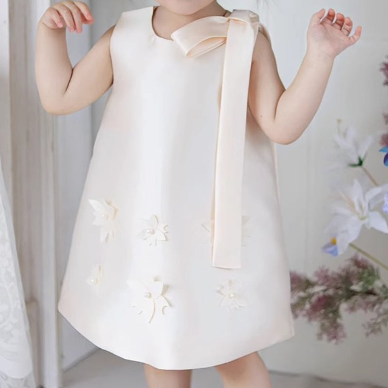 Children's Dress with Bow and Flowers