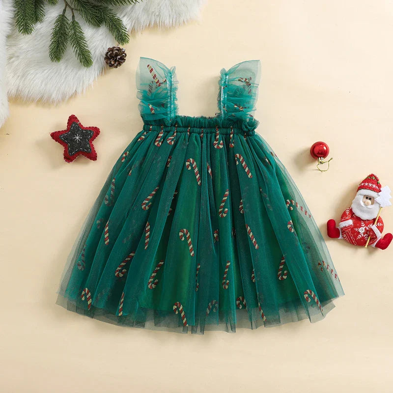 Vestido infantil de tul navideño