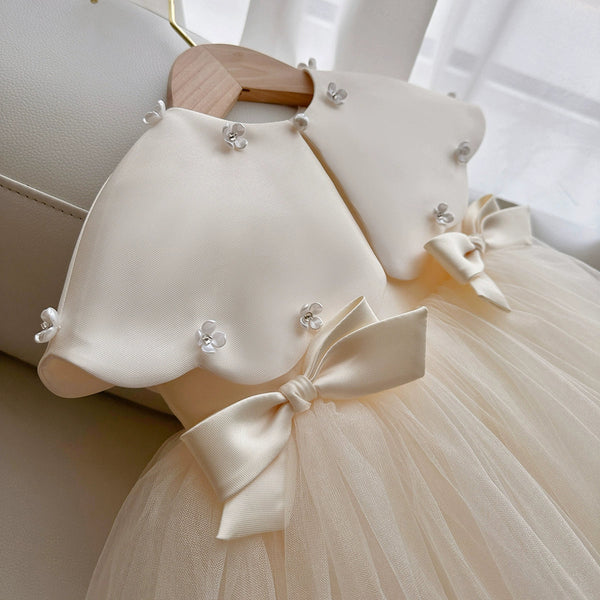 Children's Party Dress with Bows and Flowers