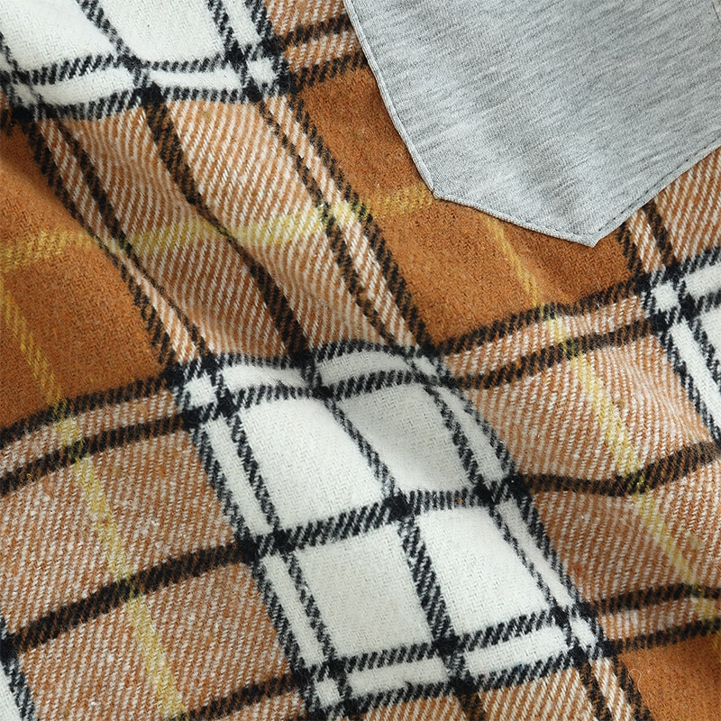 Children's plaid bodysuit with hood and pocket