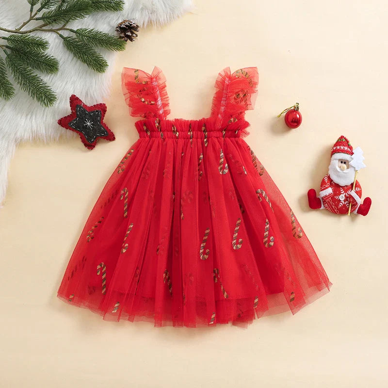 Vestido infantil de tul navideño