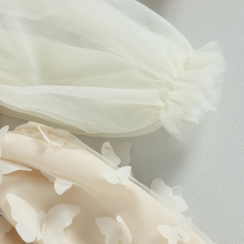 Vestido infantil mariposa beige + Diadema