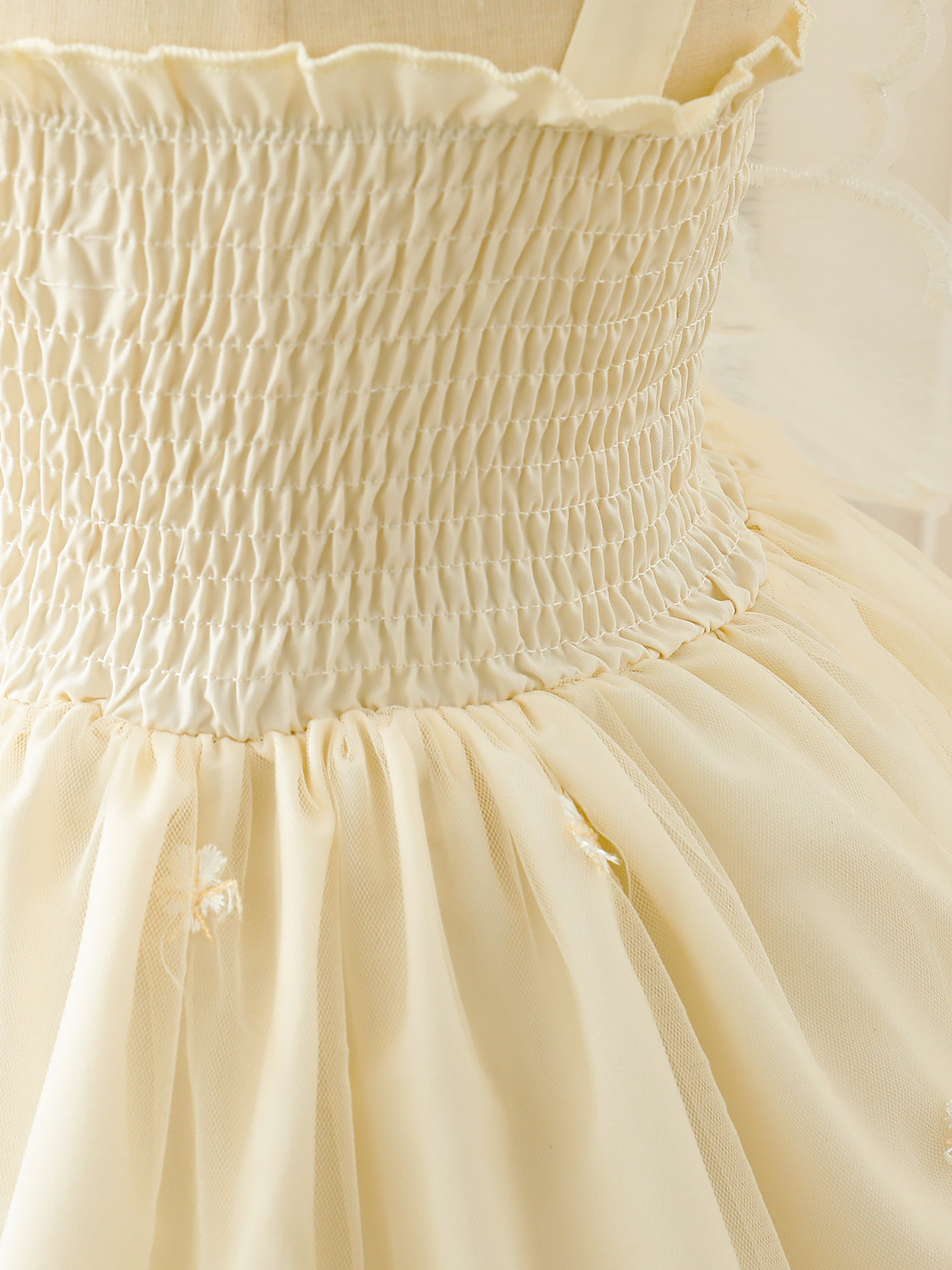 Vestido bordado con alas de mariposa