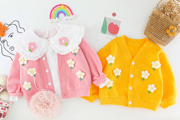 Conjunto de camisa infantil con cuello de flores