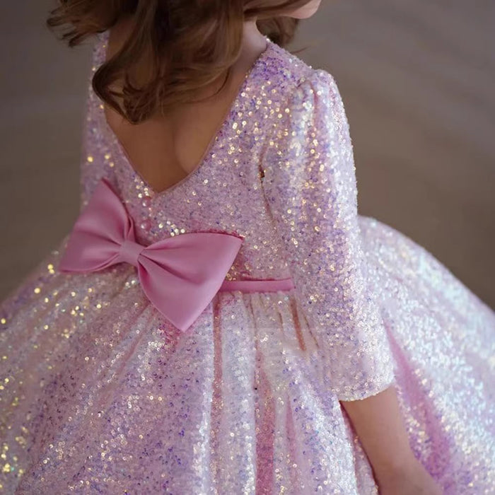 Vestido de fiesta infantil rosa brillante