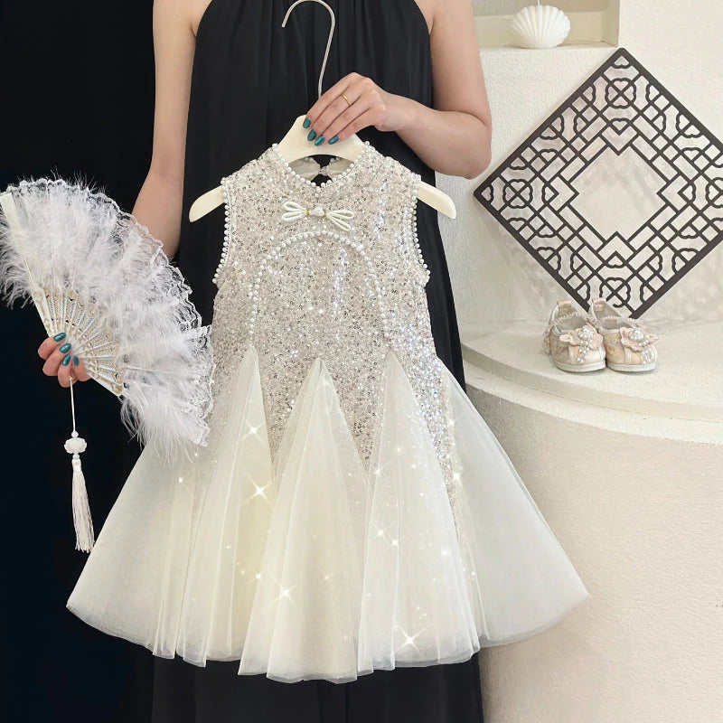 Children's Shiny Tulle Party Dress