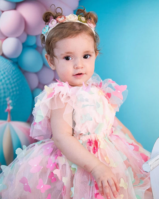 Vestido Infantil Mangas Mariposas Pequeñas