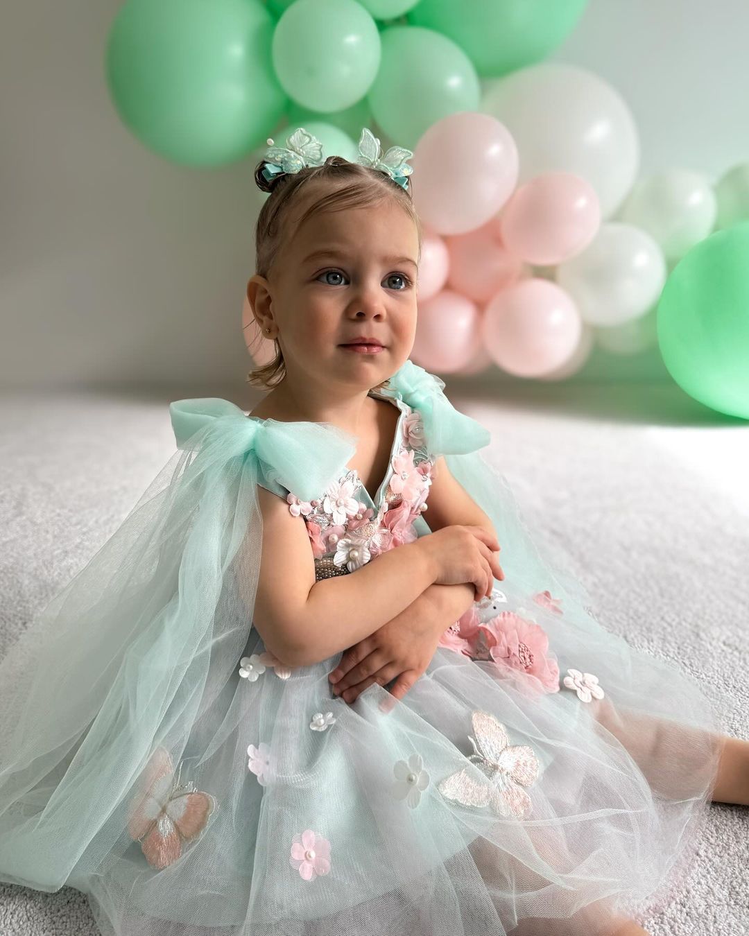 فستان حفلة للأطفال باللون الأخضر من Enchanted Garden