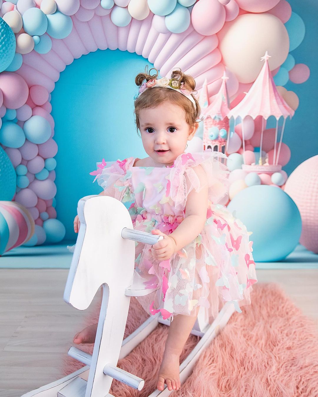Vestido Infantil Mangas Mariposas Pequeñas