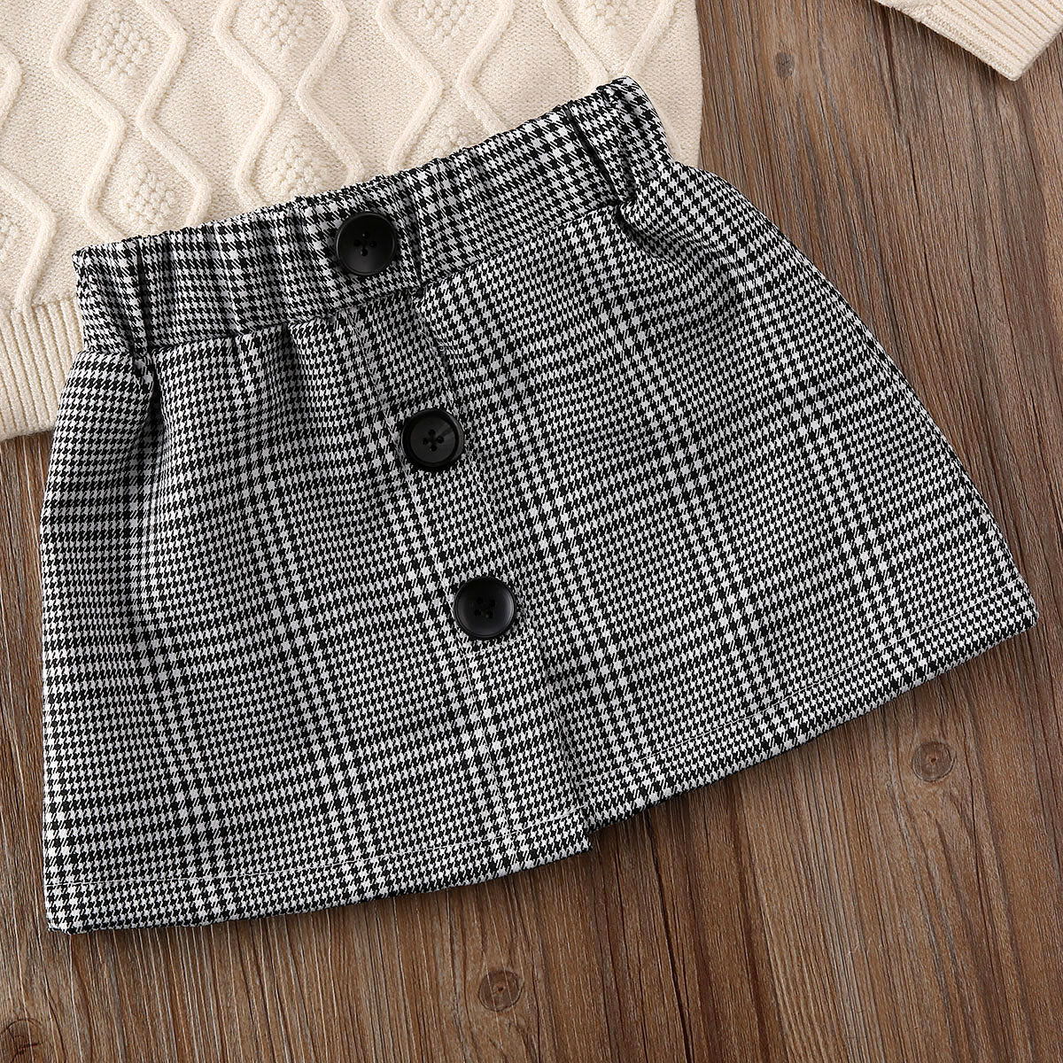 Conjunto infantil de 2 piezas con falda a cuadros