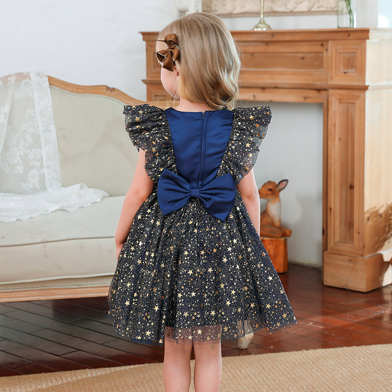 Vestido de fiesta infantil con tul y estrellas