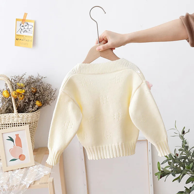 Cárdigan infantil con estampado floral de invierno