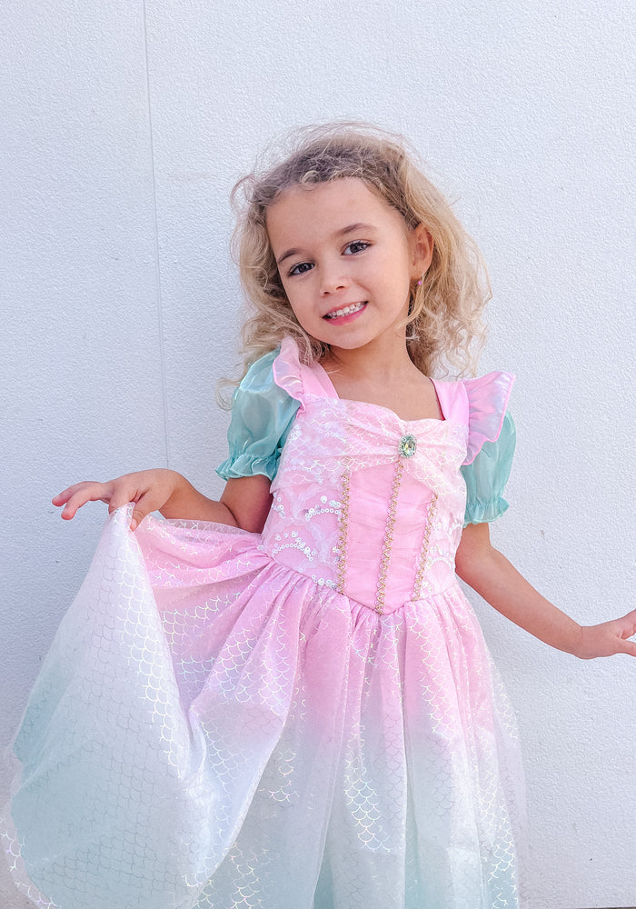 Vestido de fiesta infantil de sirena rosa