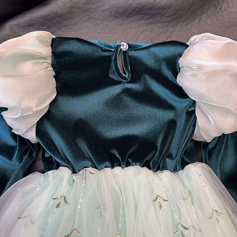 Blue Floral Party Dress
