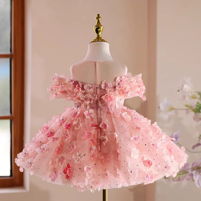 Children's Pink Flower Party Dress