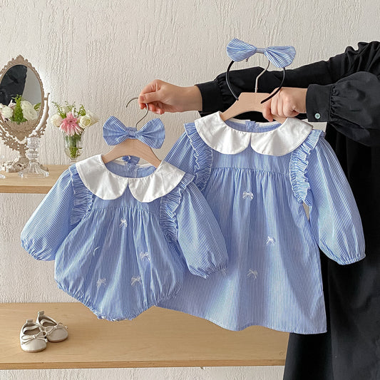 Body/ Striped Children's Dress with Bow