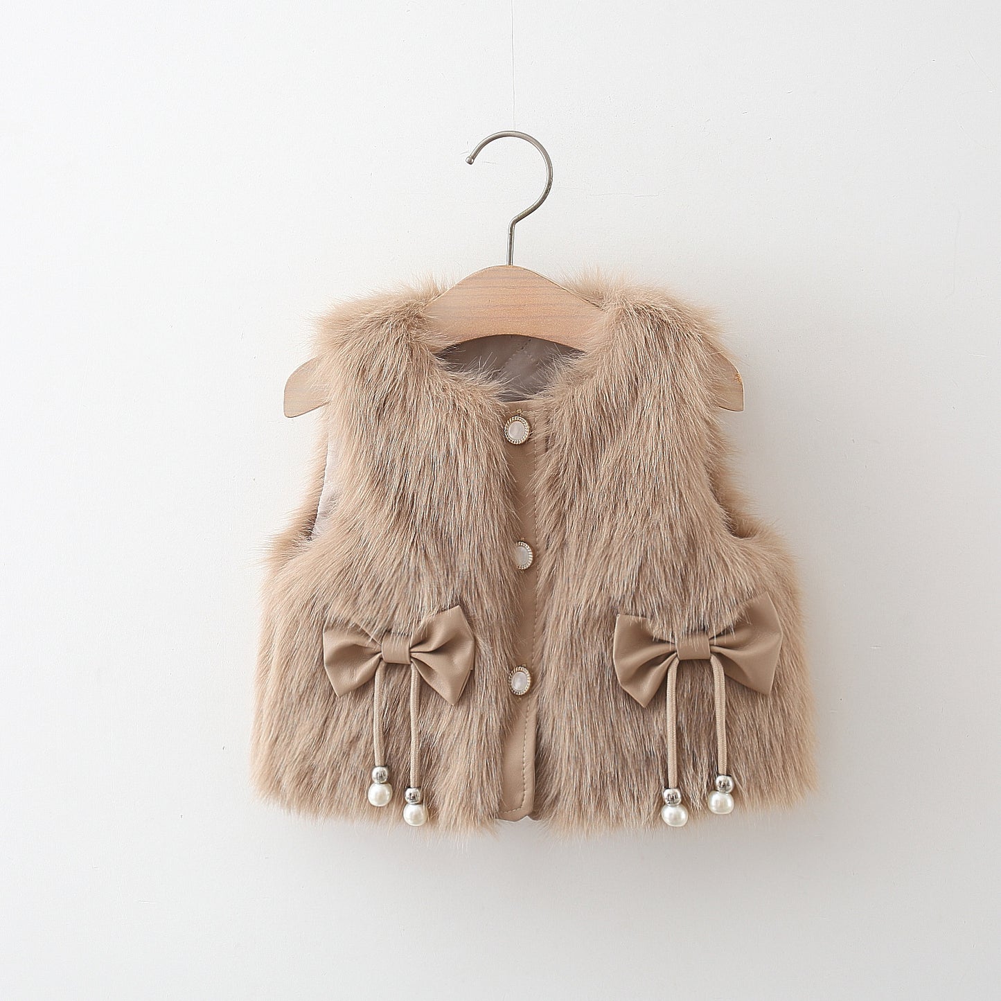 Girls' Furry Bow Vest