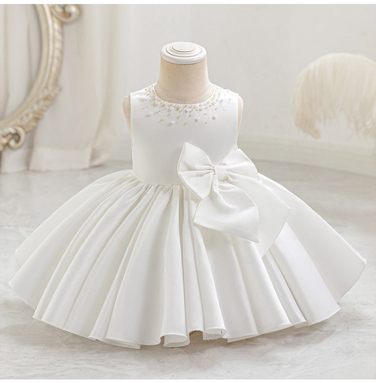 Children's Party Dress with Pearls and Bow