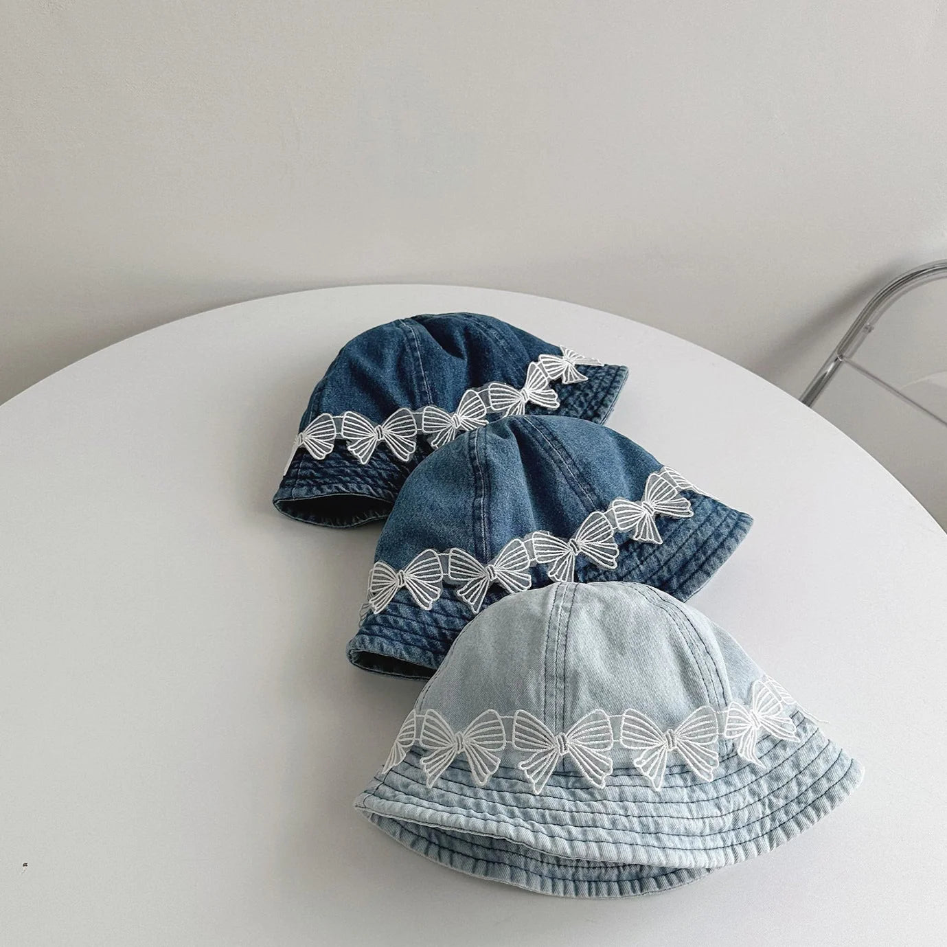 Children's Jeans Hat with Little Flowers