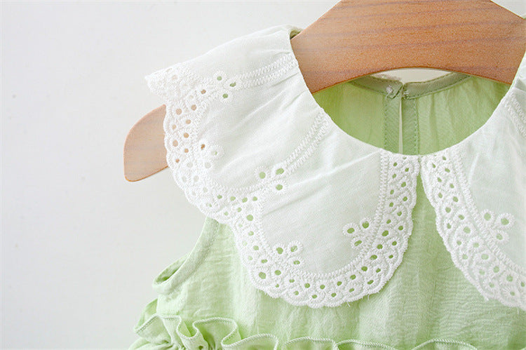 Children's Dress with Lace Collar Layers