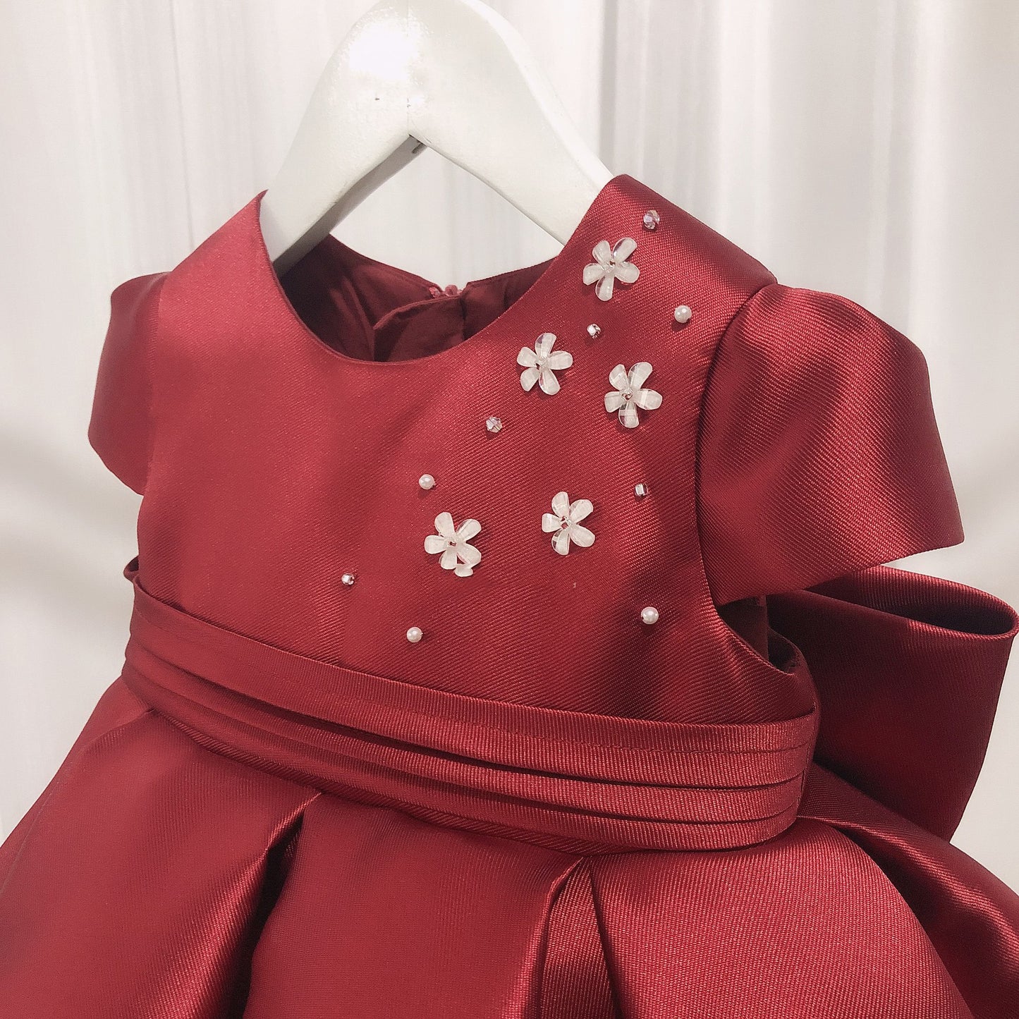 Party Dress with Flowers and Bow at the Back