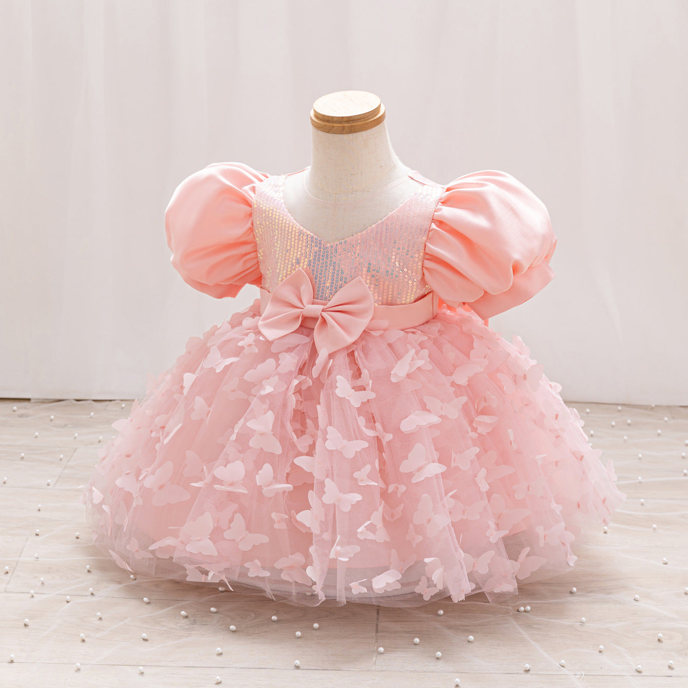 Children's Party Dress with Butterflies and Bows