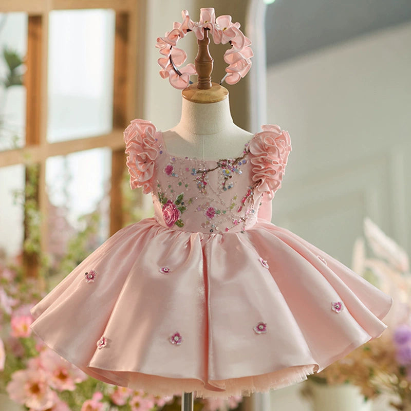 Girls' Party Dress with Flowers