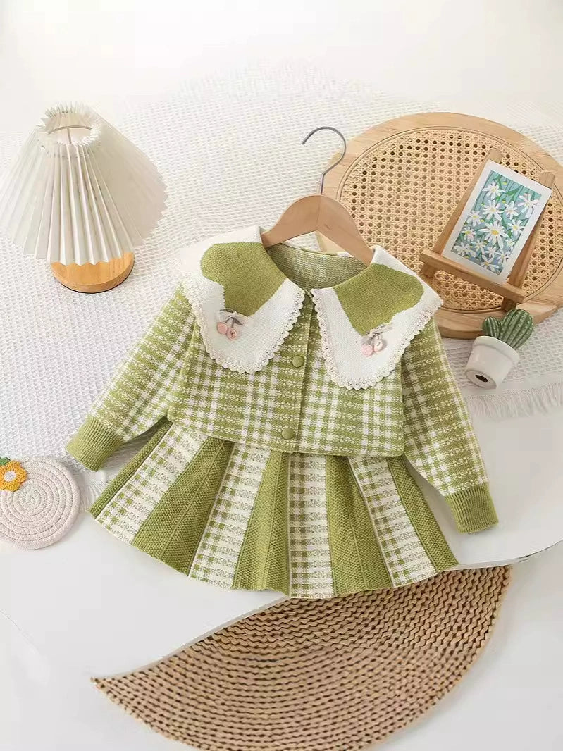 Girls' Plaid Knit Set
