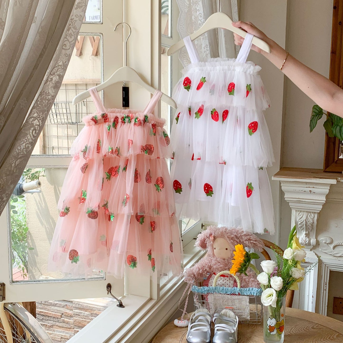 Strawberry Layered Tulle Children's Dress