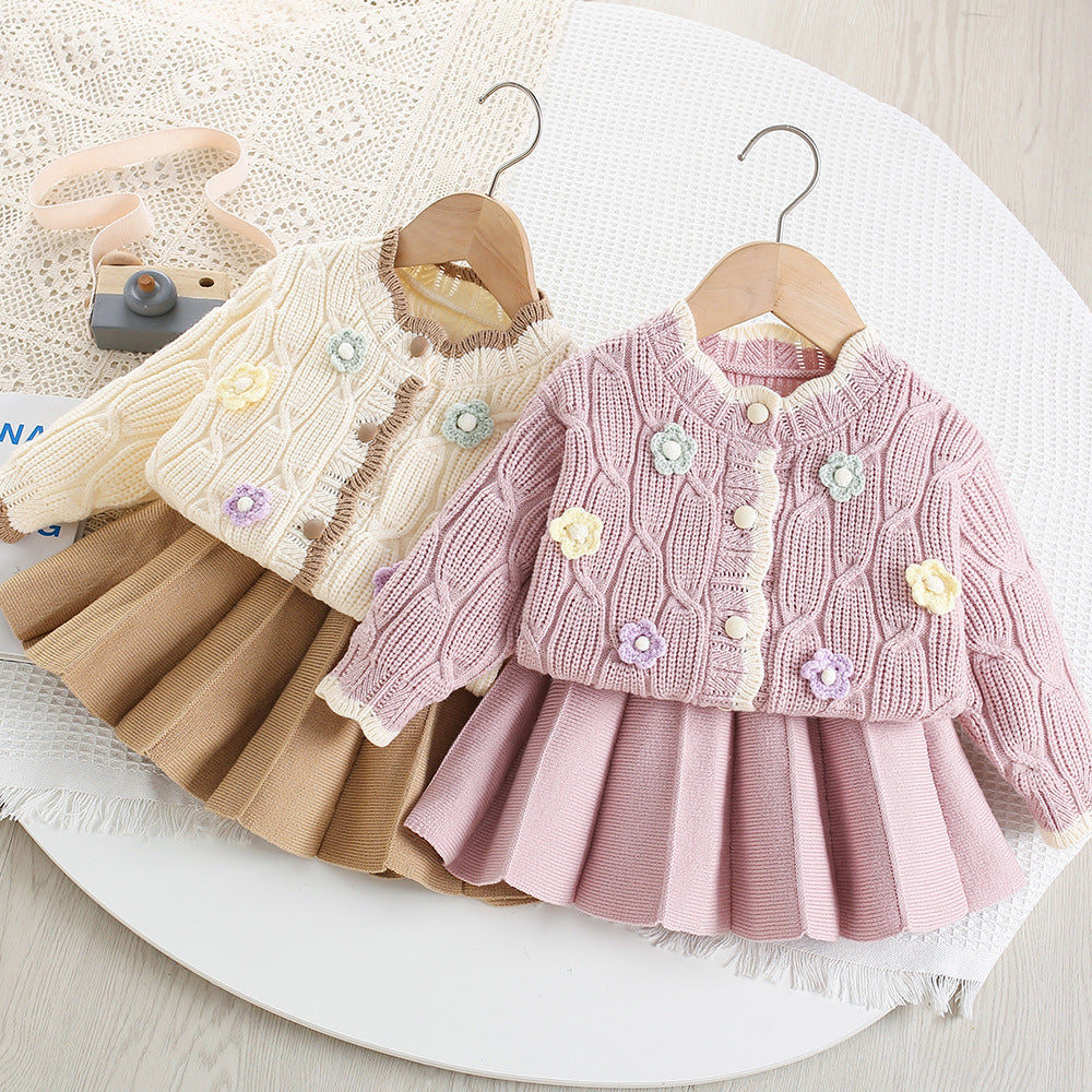 Girls' Flower Knit Set