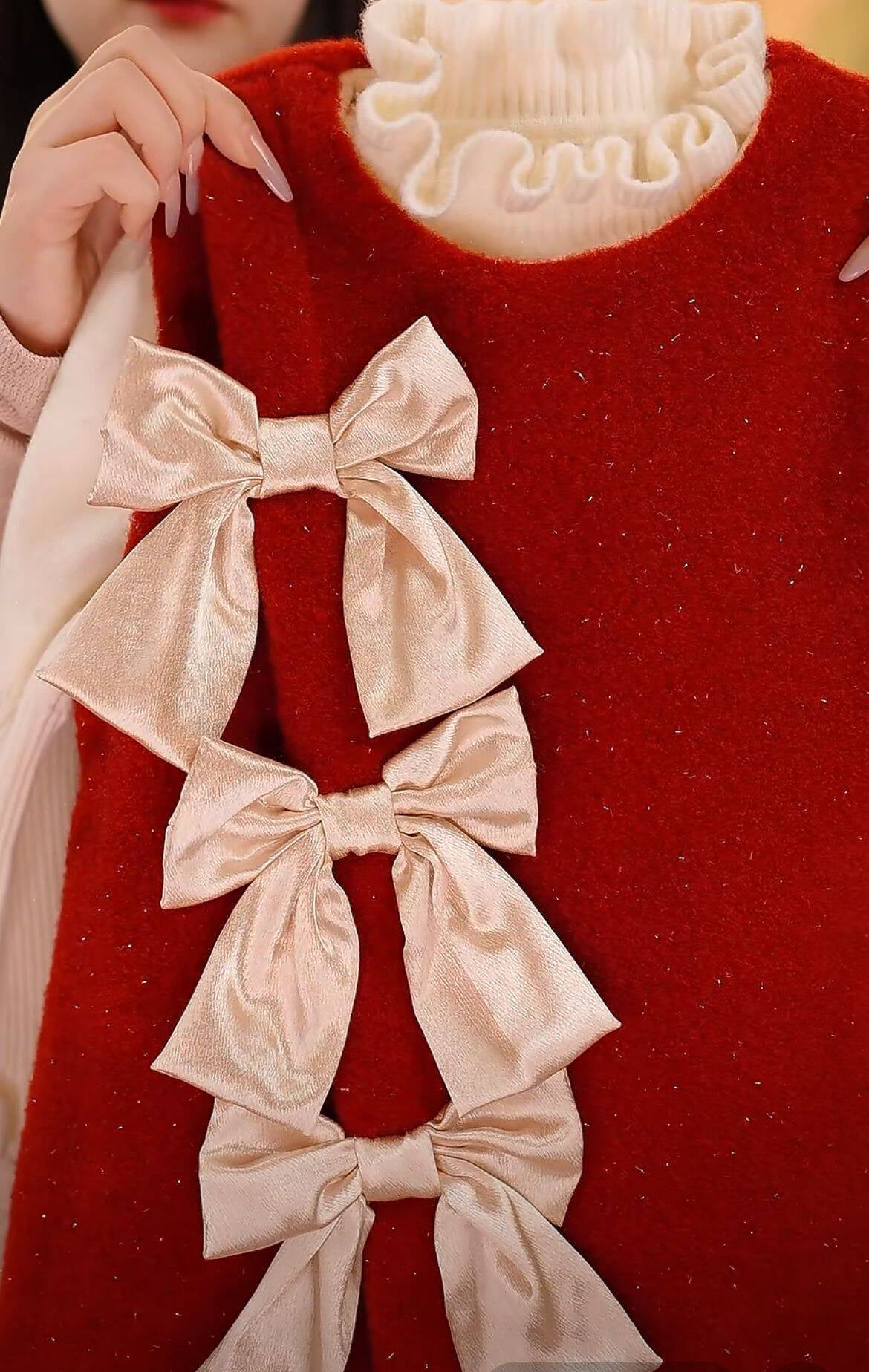 Red Children's Dress with Bows