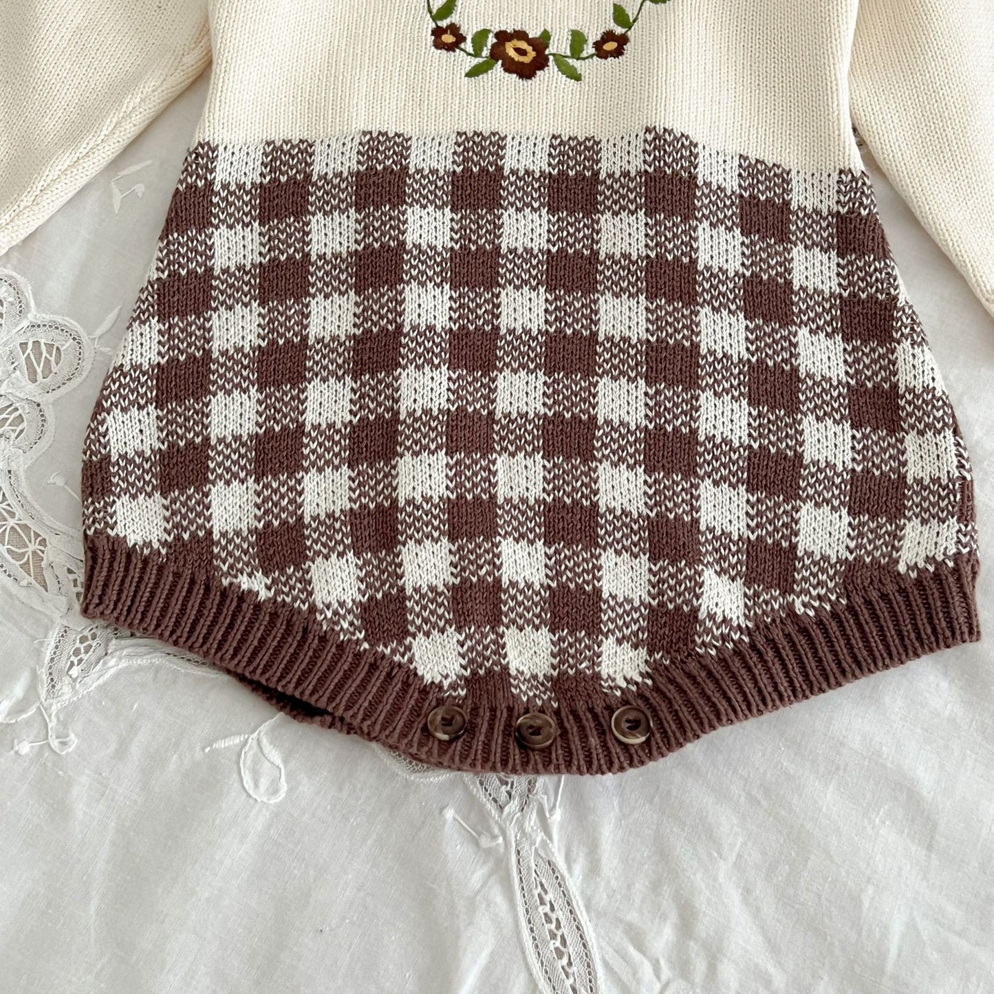 Girls' Plaid Flower Bodysuit