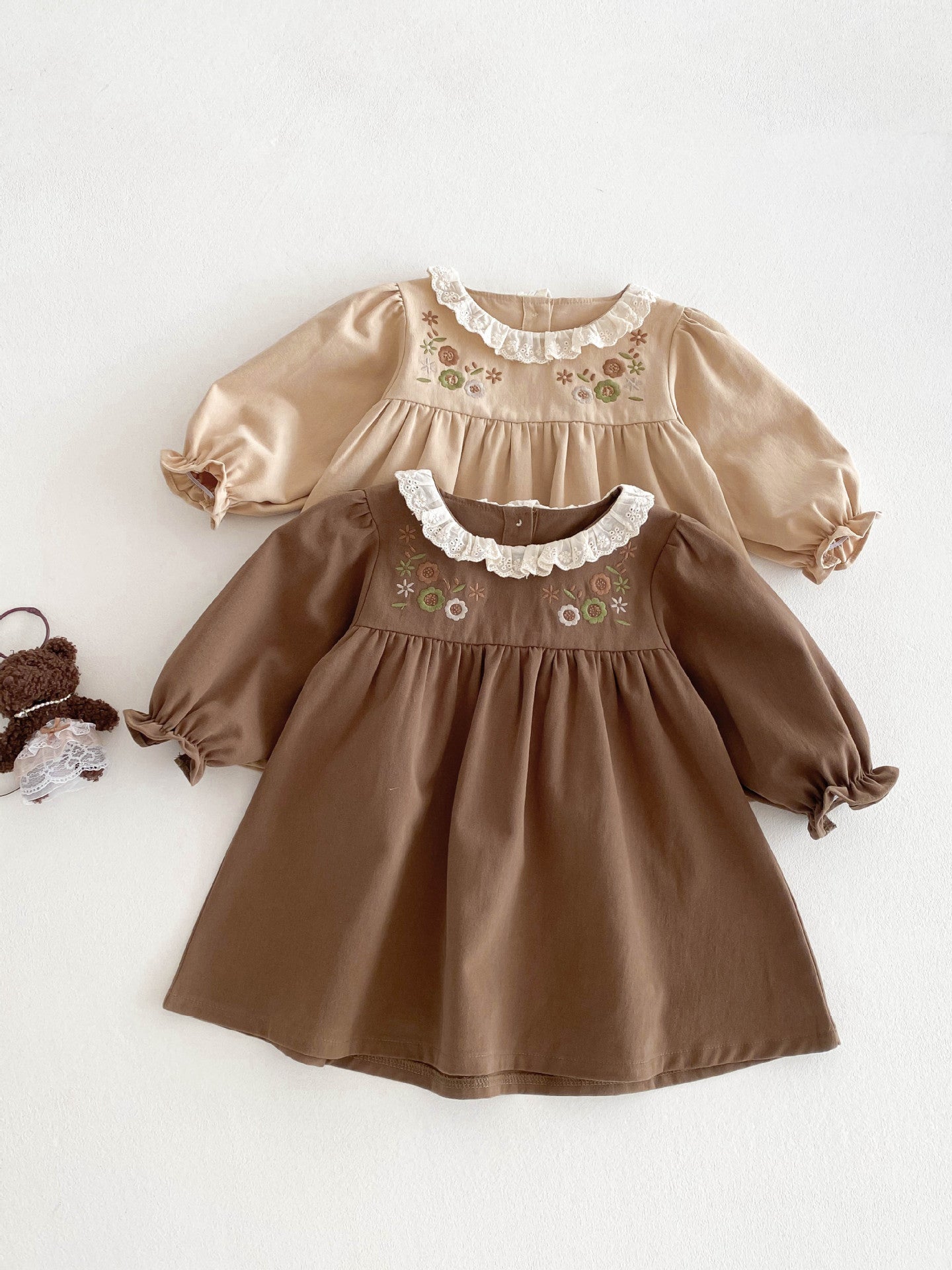 Embroidered Children's Dress with Little Flowers