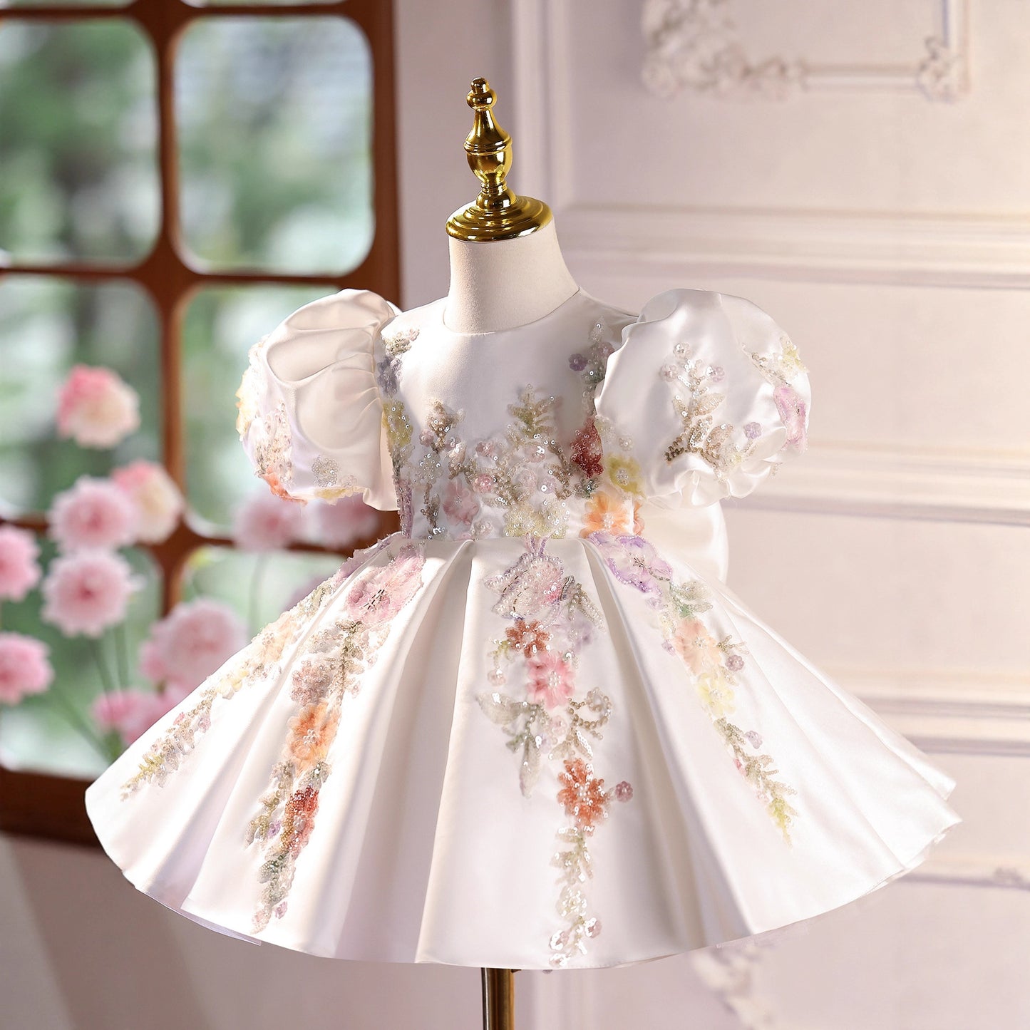 Children's Party Dress Flowers Puffant