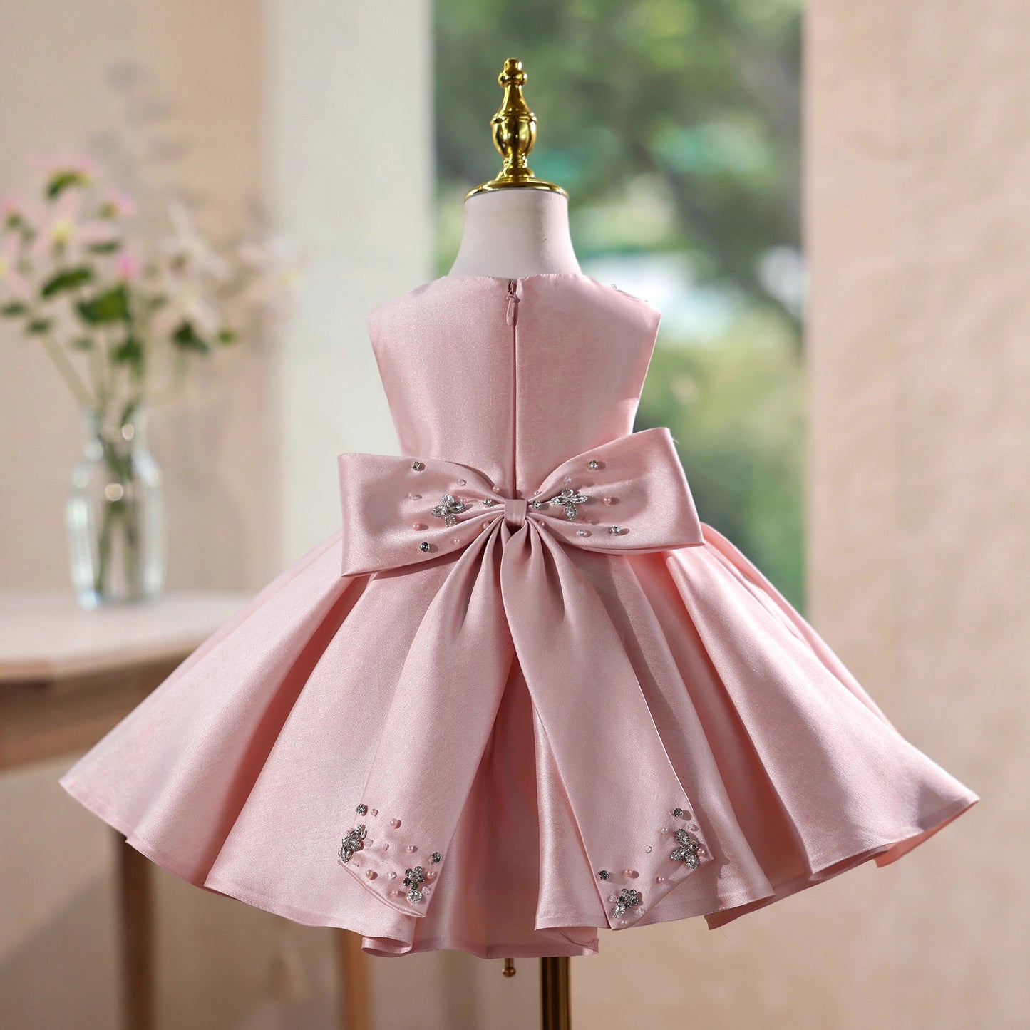 Children's Party Dress with Stones and Bow