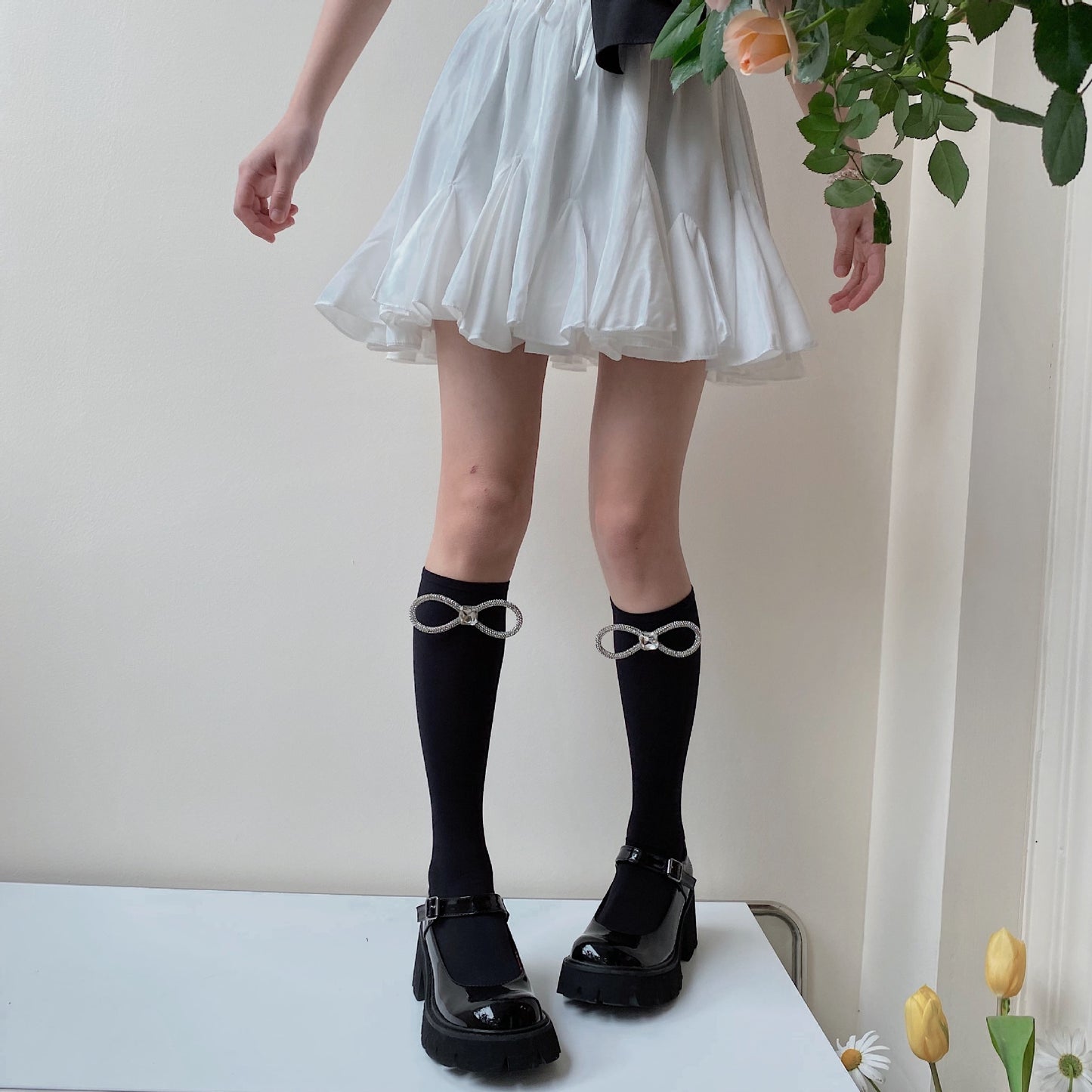 Children's Socks with Shiny Bow
