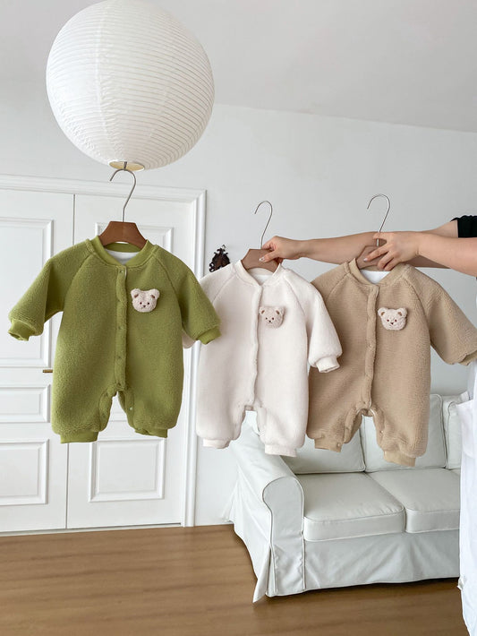 Infant Plush Romper Bear Buttons