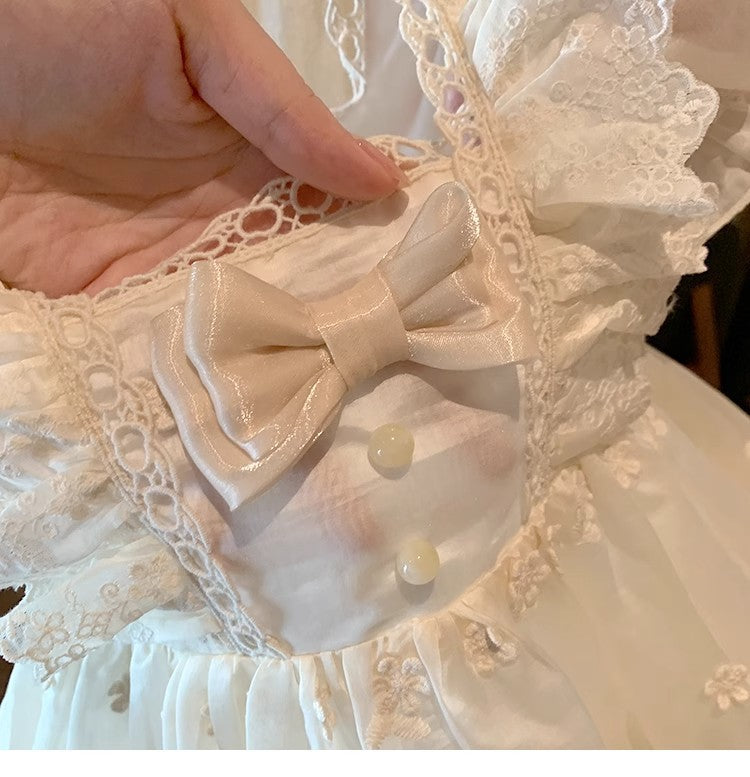 Girls' Eyelet Dress with Bow