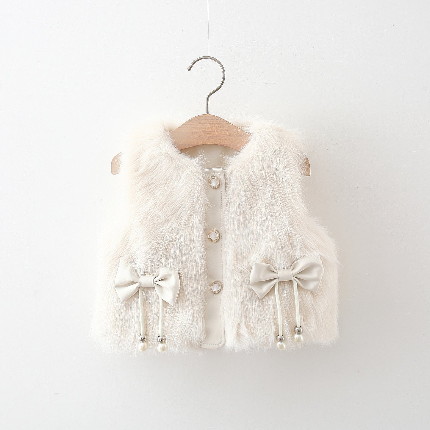 Girls' Furry Bow Vest