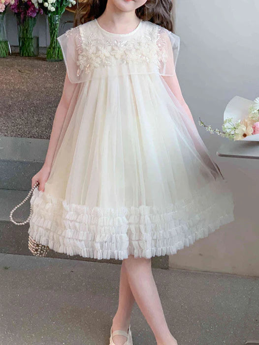 Children's Dress with Flower Collar