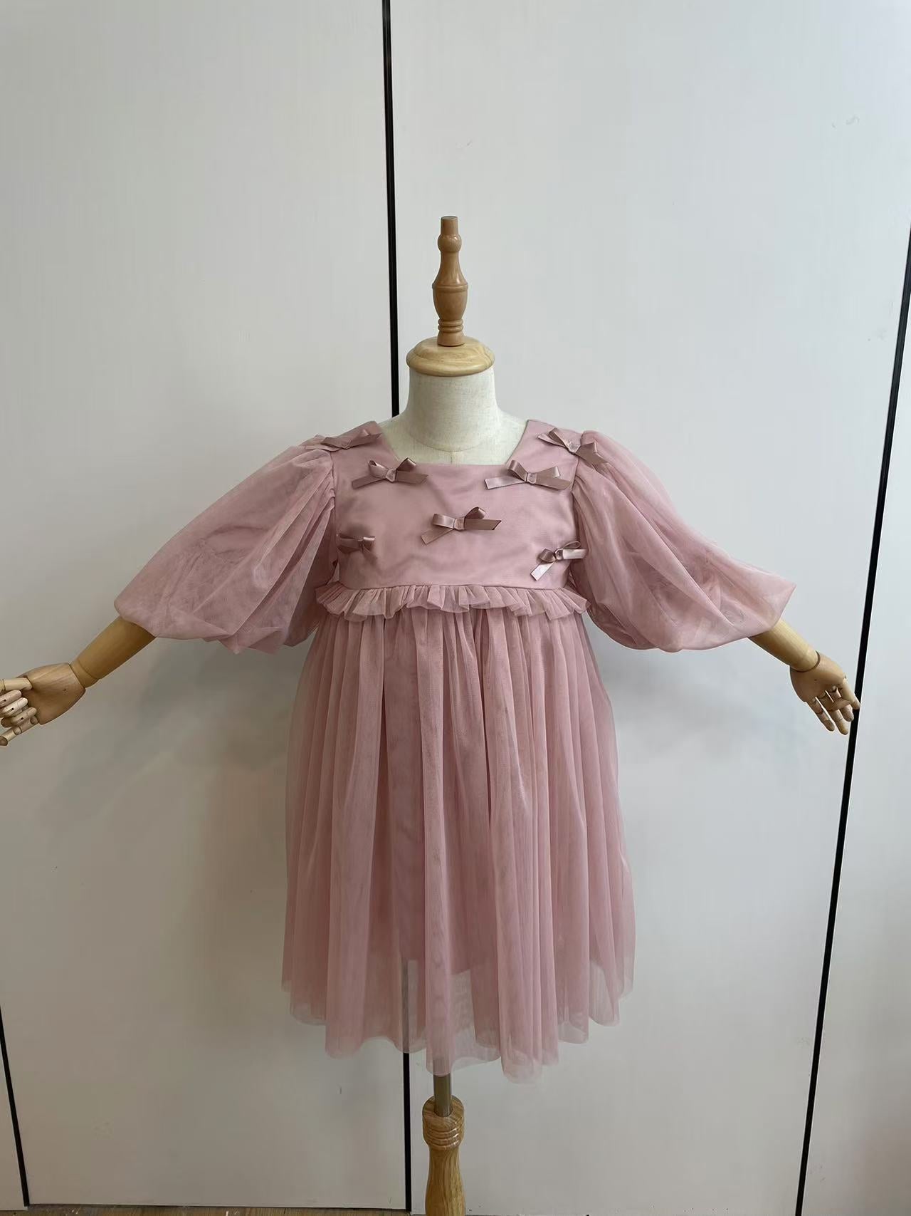 Pink Children's Dress with Bows