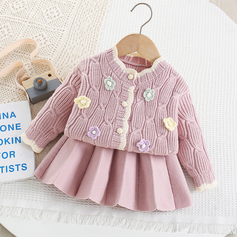 Girls' Flower Knit Set