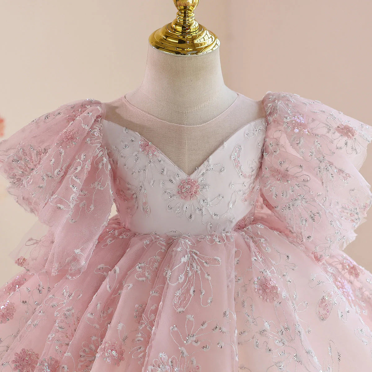 Bouffant Party Dress Flowers and Rhinestones