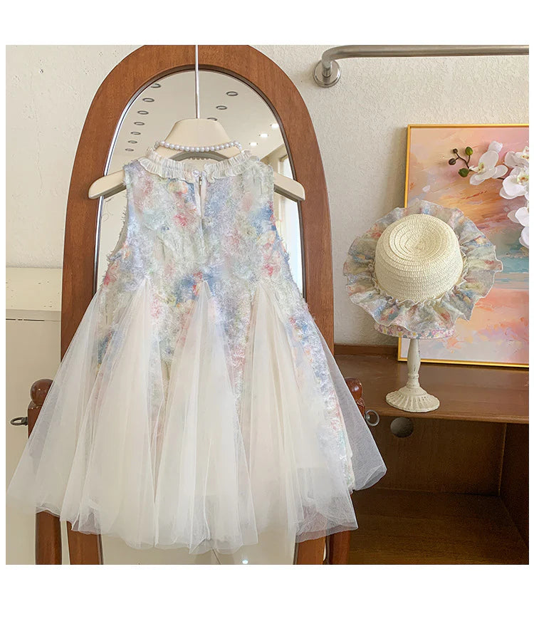 Floral Ruffled Tulle Children's Dress