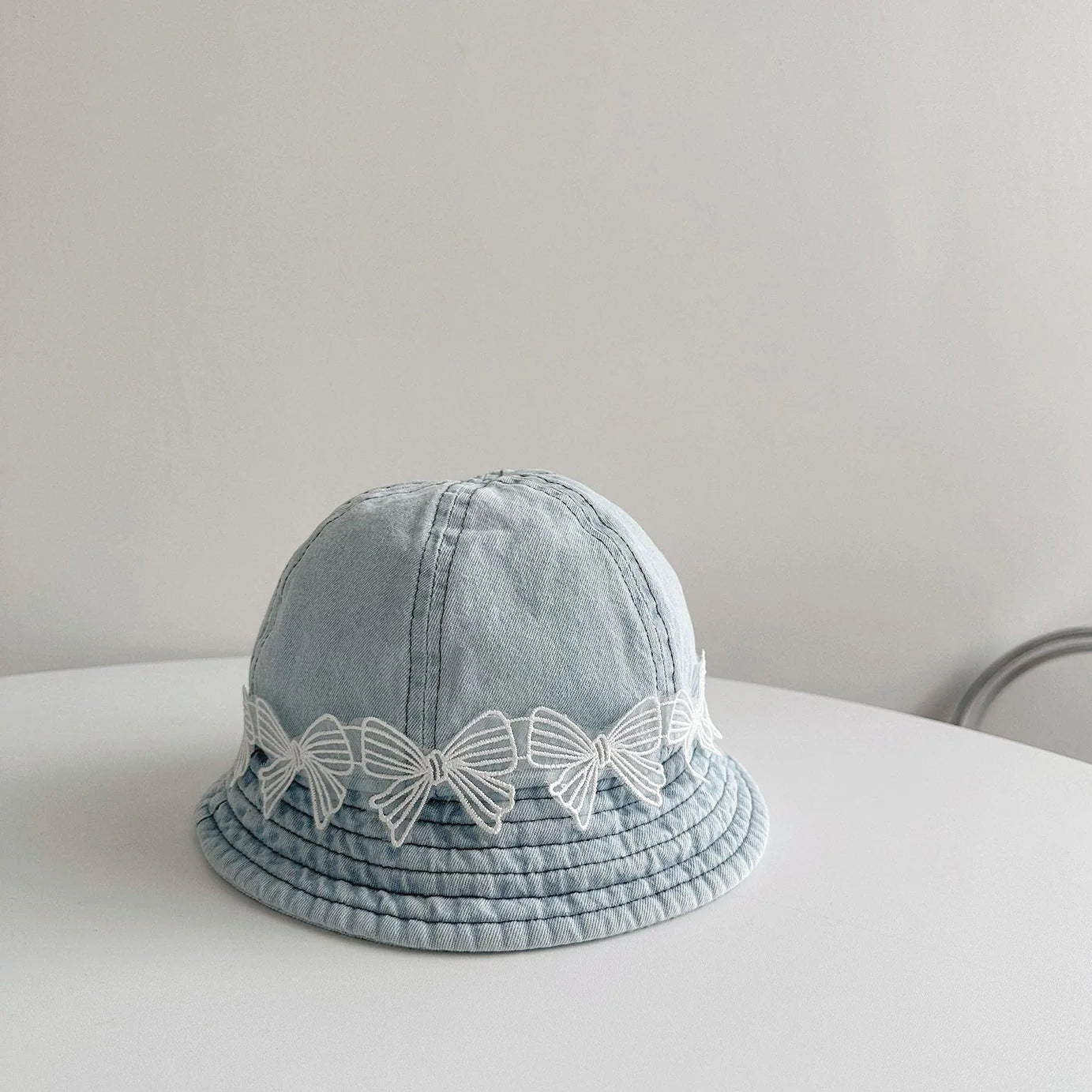 Children's Jeans Hat with Little Flowers